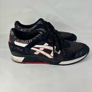 ASICS Gel Lyte III Bandana Black Red Shoes Mens Size 12.5 Sneakers H424N